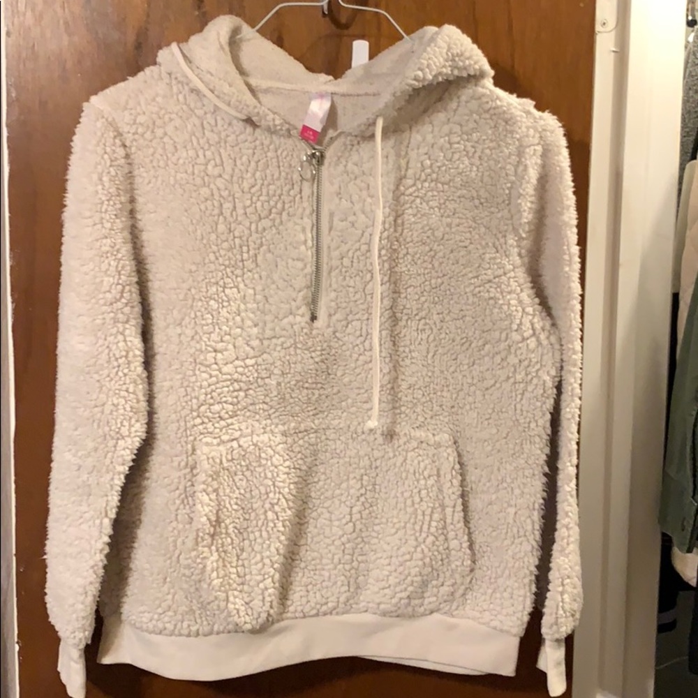 White fleece hoodie